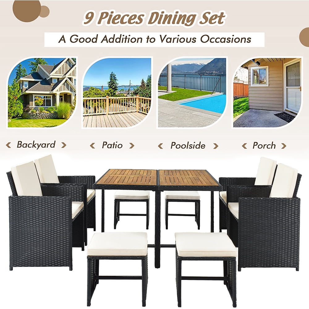 5 Piece Outdoor Dining Set, Patio Furniture Set with 4 Armrest Chairs and Steel Slat Table, All-Weather Conversation Set for Patio, Backyard, Deck, Poolside - Brown