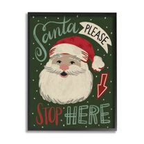 Jovial Santa Claus Polka Dot Pattern Calligraphy Sign Holiday Graphic Art Framed Art Print Wall Art