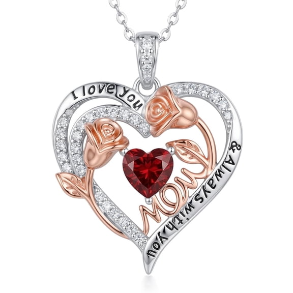 Taioiat Rose Flower Pendant Necklace White Gold Gifts for Mom from Daughters Mothers Necklace for Women Mother's Day Jewelry Birthday Gift for Mom Her
