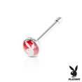 thumbnail image 1 of Nose Bone Stud with Playboy Bunny Inlaid Flat Top Surgical Steel 20GA, 1 of 6
