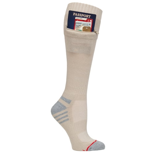 Pocket Socks Women's Travel Security Socks with Zip Pocket for Passport