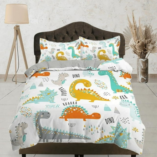 Colorful Dinosaurs Bedding, Duvet Cover Set & Pillowcase, Zipper Bedding, Dorm