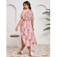 thumbnail image 4 of Yesfashion Women's Summer Casual Dresses 2025 Spring Puff Sleeve Square Neck A-line Flowy Floral Smocked Midi Dress, 4 of 7