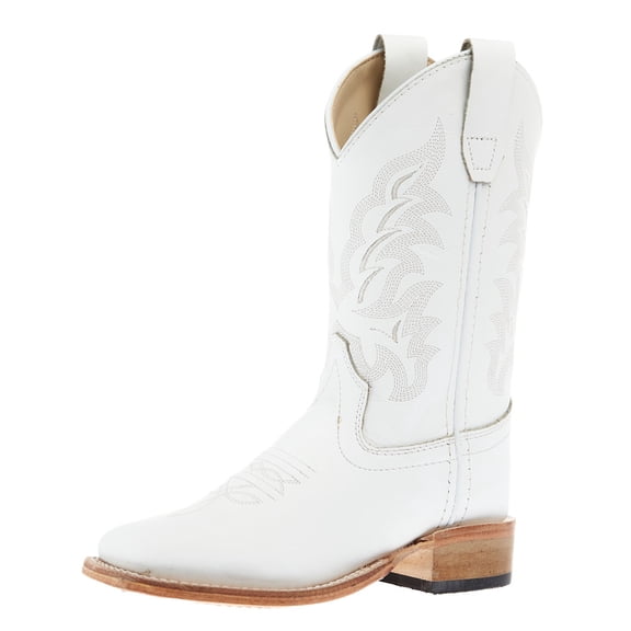 El Rodeo Western Wear Boys Children`s All Square Toe Leather Sole Boot 11 White
