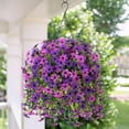 thumbnail image 5 of Artificial Fake Spring Hanging Flowers Plants with Basket Outdoor Flower Decor, Faux Silk Colorful Daisy in Metal Coconut Lining Pot Plastic Shrubs Decor Farmhouse Home Garden (Rose Pink), 5 of 5