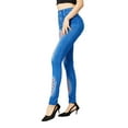 thumbnail image 6 of Straight Ankle Women's Jeans Women's Denim Print Fake Jeans Leggings High Waisted Elastic Pencil Pants Pull on Jean Pants Printed Leggings Blue M, 6 of 7