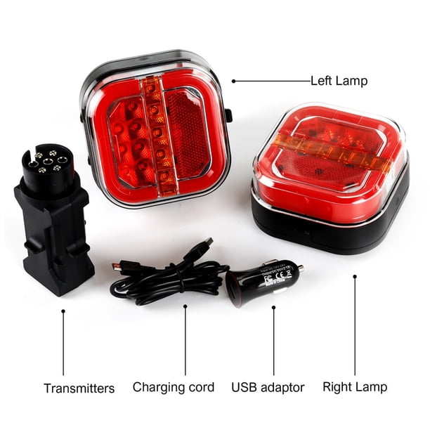 Kit De Luces Para Remolque Inalámbricas Y Magnéticas, Luces LED Impermeables IP65 Con Conector 7 Pin, Para Camionetas, RV Y Trailers, Uso Temporal 12V/24V