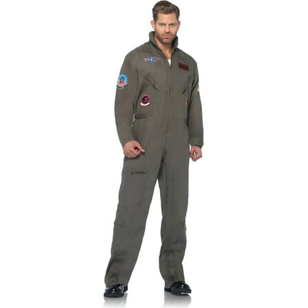Leg Avenue Men's Top Gun Flight Suit Costume, Small/Medium, Khaki