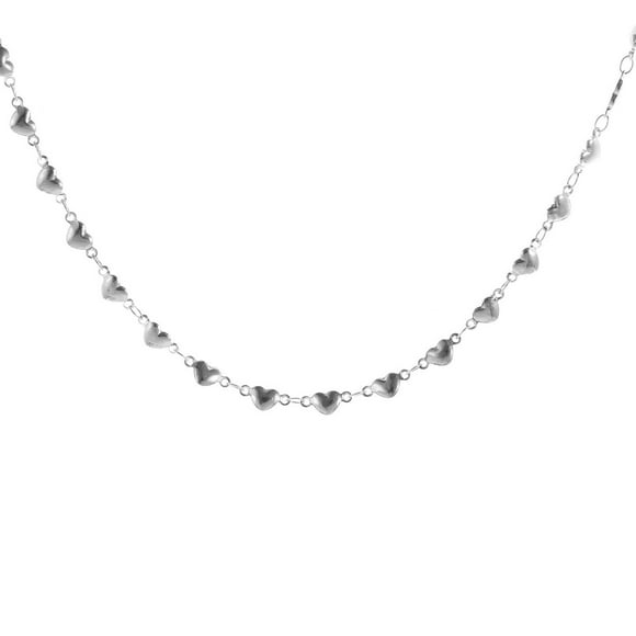 SIfdSeng Silver Fashion Heart Chain Collarbone Chain Retro Simple Love Necklace Necklace Accessories