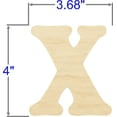 thumbnail image 2 of Pack of 1, 4 Inch x 1/4 Inch X Wood Letters in The Goudy Font for Wood Craft Project, Children or Adult Art Work, Home and Holiday Décor and DIY Fun, Made in USA, 2 of 2