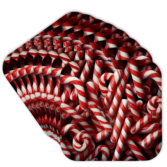 3drose, Photo of a Bunch of Red and White Peppermint Sticks Thrown in a Pile., Set of 8 Coasters - Cork