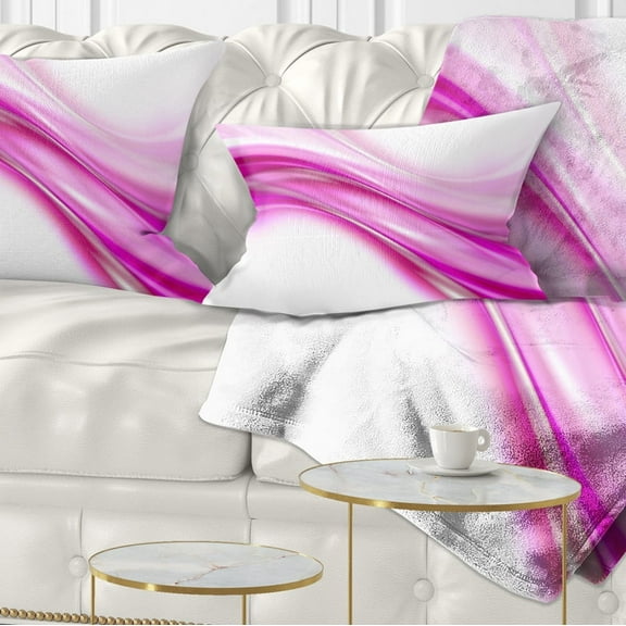 Designart Pink Abstract Waves - Abstract Throw Pillow - 12x20