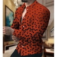 thumbnail image 4 of Camisa de hombre con cuello geométrico, blanca, amarilla, rosa, roja y azul marino, informal, para exteriores, de manga larga, con botones, de diseñador de moda, informal, cómoda, 4 of 5