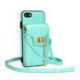 thumbnail image 4 of ELEHOLD for iPhone 7 / iPhone 8 / SE 2022 & 2020 Zipper Pocket Case, Flip PU Leather Wallet Crossbody Shoulder Strap Lanyard Case with Credit Card Holder Women RFID Blocking Purse Phone Cover, mint, 4 of 7