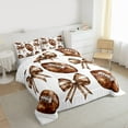 thumbnail image 3 of jejeloiu Rugby Football Sport Twin Comforter Sets,Brown Cute Bowknot Bedding Set For Boys Girls Reversible 2 Pieces, 3 of 8