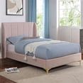 thumbnail image 2 of Furniture of America Royl Fabric Wingback Light Pink Twin Bed and Care Kit, 2 of 10