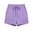 thumbnail image 6 of Babcutegg Girls Two-Piece Casual Outfit – Short Sleeve Top and Drawstring Waist Shorts Set for Summer Loungewear and Everyday Wear Purple Size 4, 6 of 10