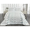thumbnail image 2 of Ambesonne Retro Quilted Coverlet 3 Pcs, Arrow Pattern Horizontal, King Size, Grey Teal White, 2 of 4
