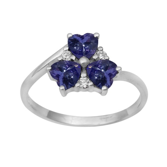 Mooneye Three Stone 4 mm Tanzanite 925 Sterling Silver Valentines Day Gifts Women Heart Ring