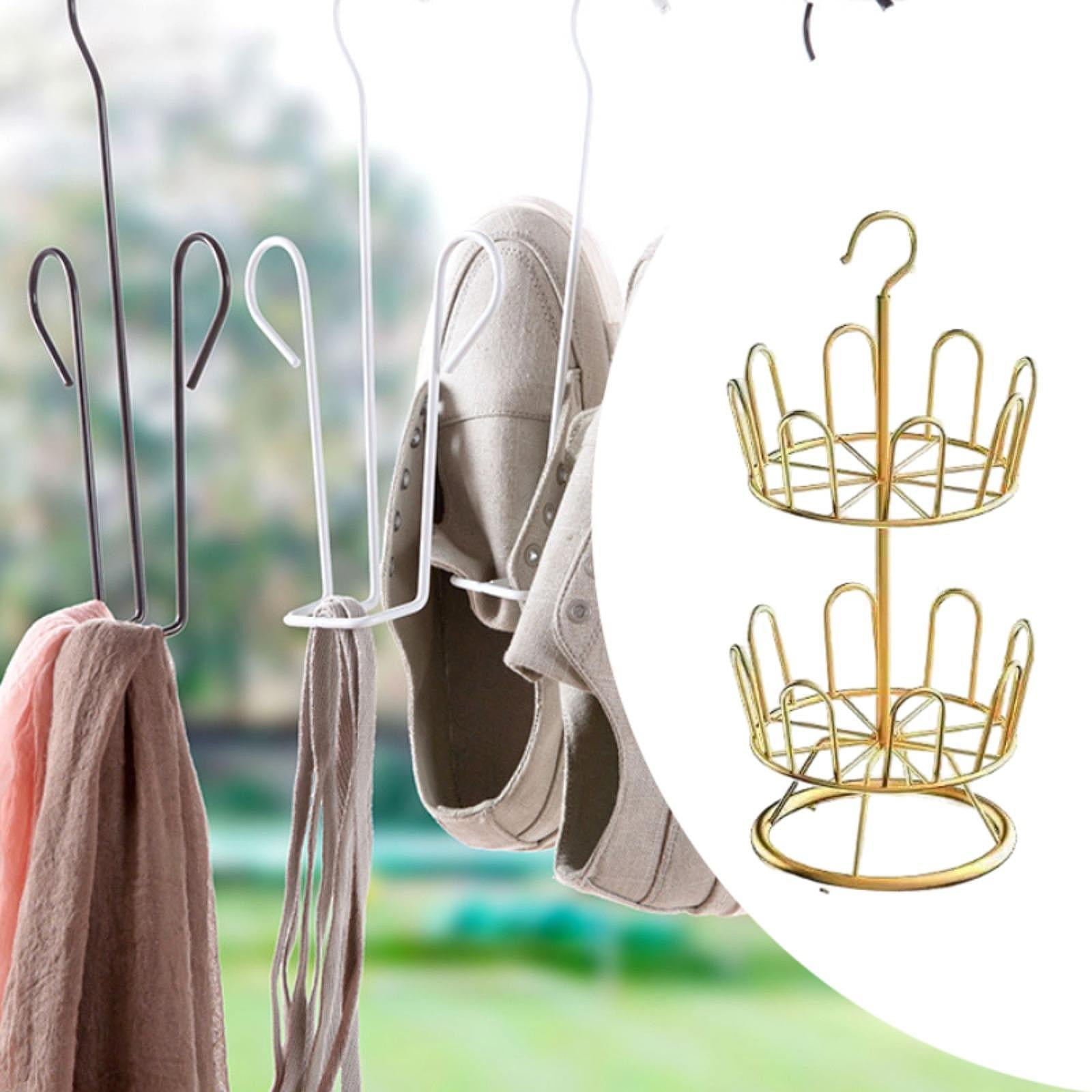 Fiocias High Quality Rotating Shoe Rack. Standing Circular Rack with Outstanding Design. Gold 2 Tiers