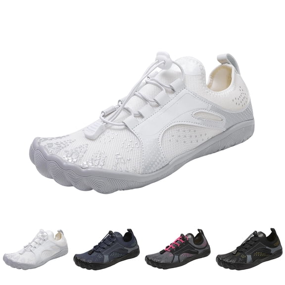 lnmuld Men Women Barefoot Shoes, Breathable Mesh Shoes for Water Yoga Fitness Hiking Color:White,Size:8.5