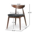 thumbnail image 3 of Set of 2 Retro Rubberwood Dining Chairs with Ergonomic Back Support and Plush Cushions for Kitchen Table Seating, Walnut and Charcoal Finish, 3 of 9