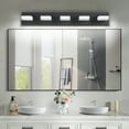 thumbnail image 2 of 5 Light LED Modern Bathroom Lighting Fixtures Over Mirror 31.5in Dimmable Bathroom Vanity Light Fixture Matte Black, 2 of 8