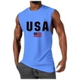thumbnail image 2 of Linfrsh Tank Tops for Men Workout Shirts for Men Men's Beach Sleeveless Gym Undershirt Graphic Tank Tops Men Blue,M, 2 of 4