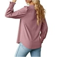 thumbnail image 4 of Leesechin Women's Fashion Deep Square - Neck Solid Button Long Sleeve Blouse Shirt Top in, 4 of 4