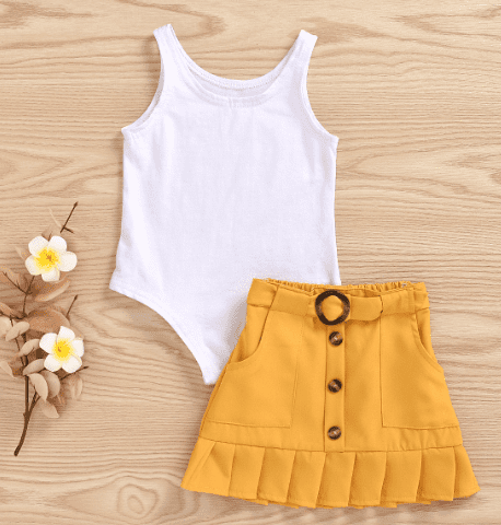 yellow skirt outfit 40