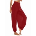 thumbnail image 3 of Pantalones Harén con Abertura Alta para Mujer, Pantalones Harén Hippies. Vino Tinto M, 3 of 7