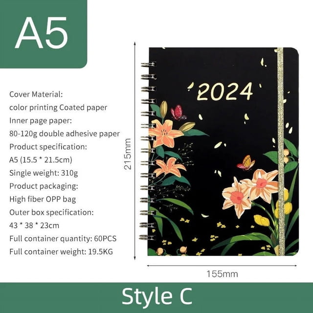 Planner 2024 2024 Personalized Weekly And Monthly Planner Flower Schedule English Diary on Clearance