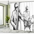 thumbnail image 5 of Ambesonne Black White Shower Curtain, Jazz Band Musicians, 69"Wx84"L, Black White, 5 of 5