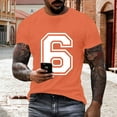 thumbnail image 2 of LpwkSSA Men Casual Round Neck Printing Pullover Fitness Sports Shorts Sleeves T Shirt Blouse Orange M, 2 of 6