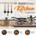 thumbnail image 6 of SereneLife 11 Piece Pots and Pans Non Stick Kitchenware Cookware Set, Gold, 6 of 8