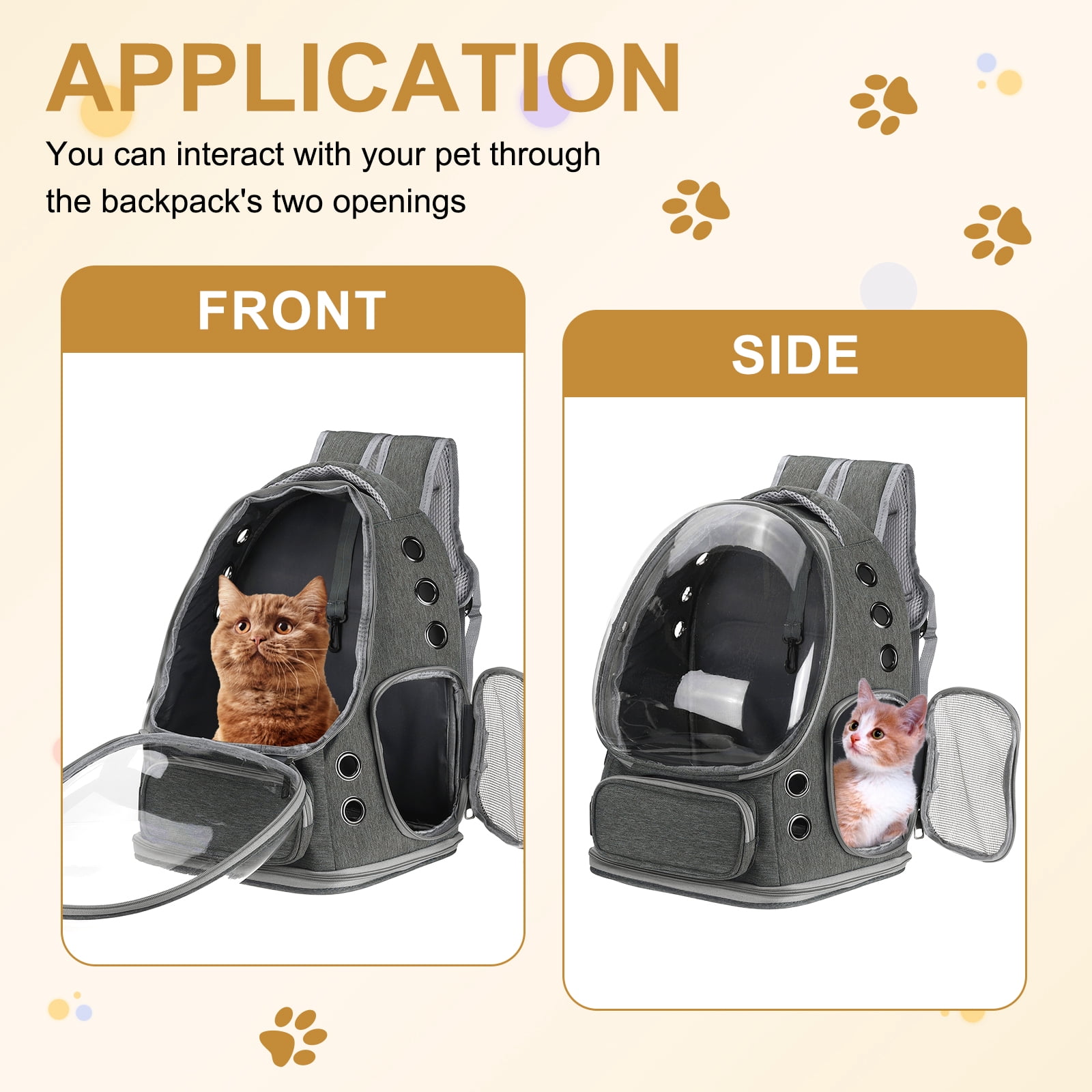 Uxcell Pet Portable Travel Backpack for Small Dog with Transparent Cover, Gray