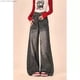 thumbnail image 4 of Pantalones vaqueros de pierna ancha con grafiti de dibujos animados de Hello Kitty de Sanrio para mujer, nuevos pantalones holgados de cintura alta, pantalones estilo americano retro, 4 of 5