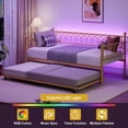 thumbnail image 7 of EastVita Twin Daybed with Trundle- Metal Bed with Charging Station and LED Lights- Sturdy Mattress Foundation for Living Room- Guest Room- Small Spaces- Easy Assembly- Gold, 7 of 7