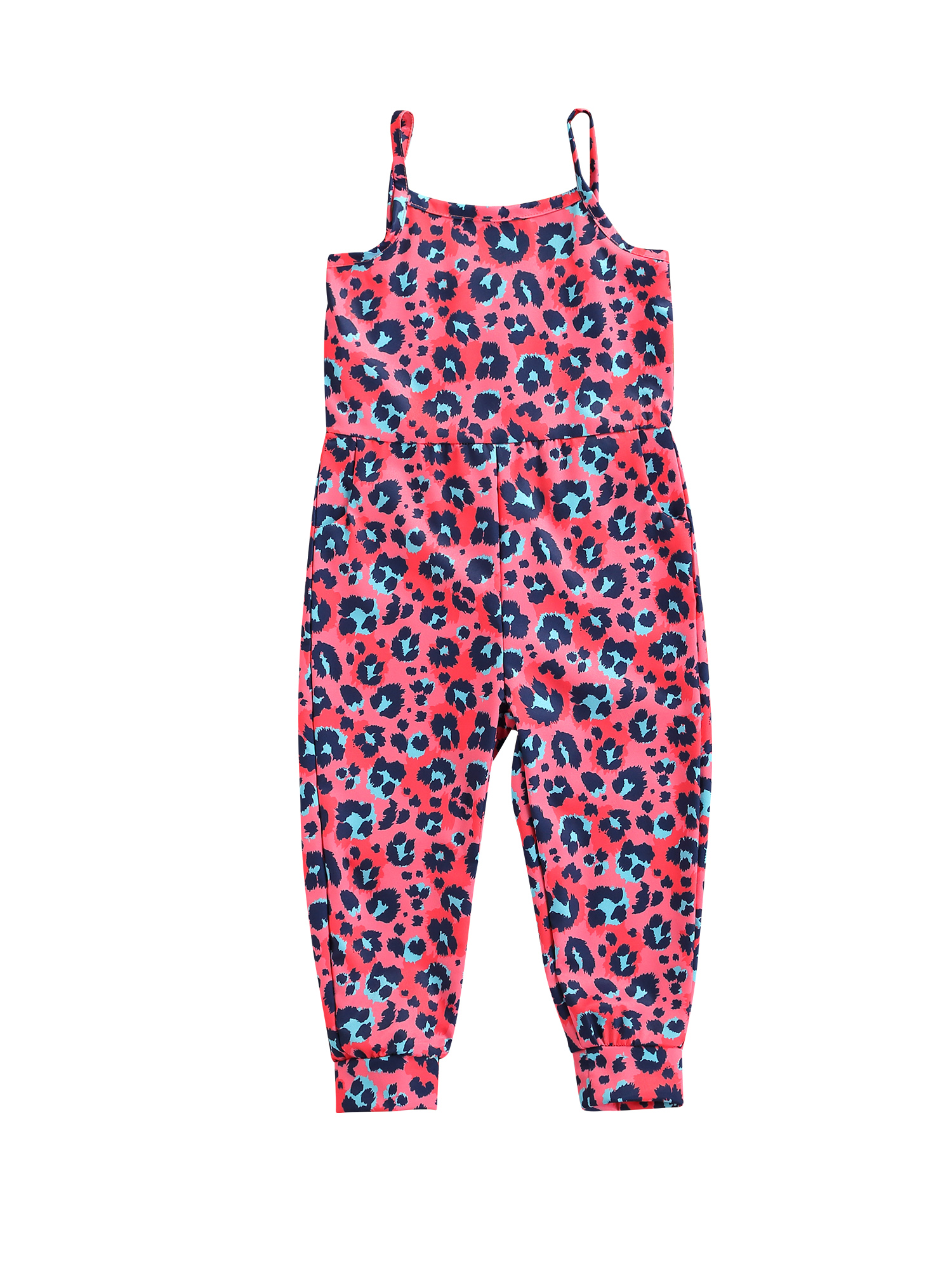 Toddler Girls Kids Floral Jumpsuit One Piece Romper Sleeveless Strap Leopard//Sunflower Overall Pants Summer Clothes