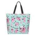 thumbnail image 2 of Bolso de mano informal con estampado de emoticones, gran capacidad, para mujer, con patrón de dibujos animados de perro cobarde y coraje, perrito rosa, 2 of 4