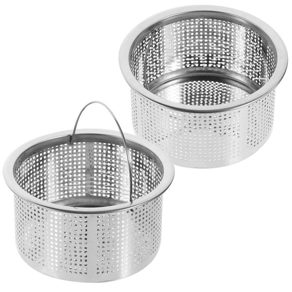 2 Pcs 304 Stainless Steel Sink Strainer Basket Cup Filter Silver
