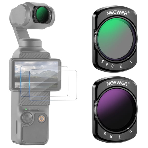 Neewer FL-75 Variable ND Kit (ND2-ND32/ND64-ND512) for DJI Osmo Pocket 4 & Pocket 3 - w/2 Screen Protectors