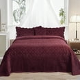 thumbnail image 2 of Home Soft Things 4 Piece Tatami Quilted Faux Fur Bedspread - Burgundy - Oversize King (120" x 120"), 2 of 7