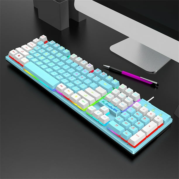 QISIWOLE Gaming Keyboard 104 Keys Wired USB Colorful RGB Backlight