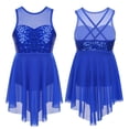 thumbnail image 3 of Vestido de competición de baile de Ballet para niñas pequeñas, ropa de baile con lentejuelas brillantes, sin mangas, dobladillo Irregular, espalda hueca, 3 of 5