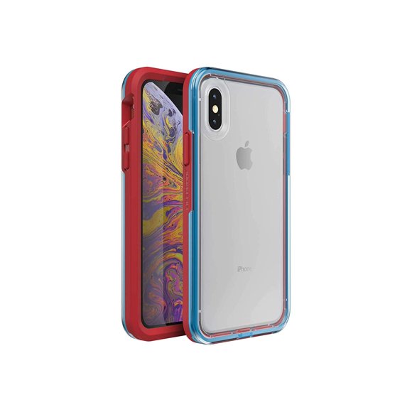 Lifeproof SLAM Series Case for iPhone X/XS (ONLY) - Retail Packaging - Varsity (Clear/Blue/Red)