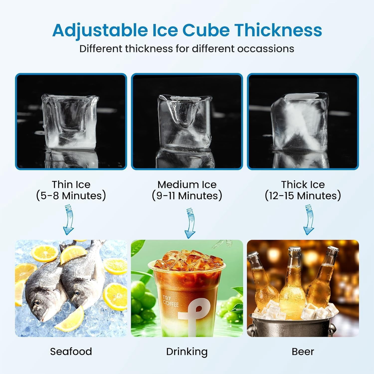 Senfot 150LBS Commercial Ice Maker Machine, High Capacity Ice Cube Maker for Restaurant Bar Cafe Business Use Grey