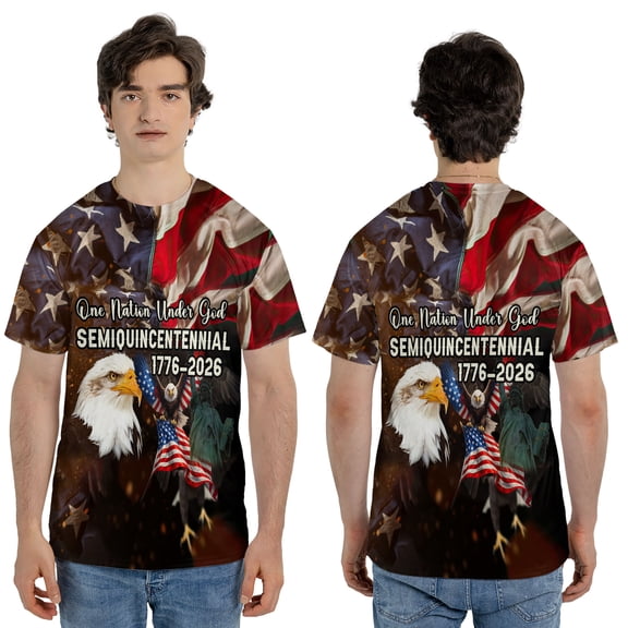 One Nation Under God Semiquincentennial T-Shirt, Eagle Statue Liberty 1776-2026 Patriotic Tee, 250th Anniversary T-shirt