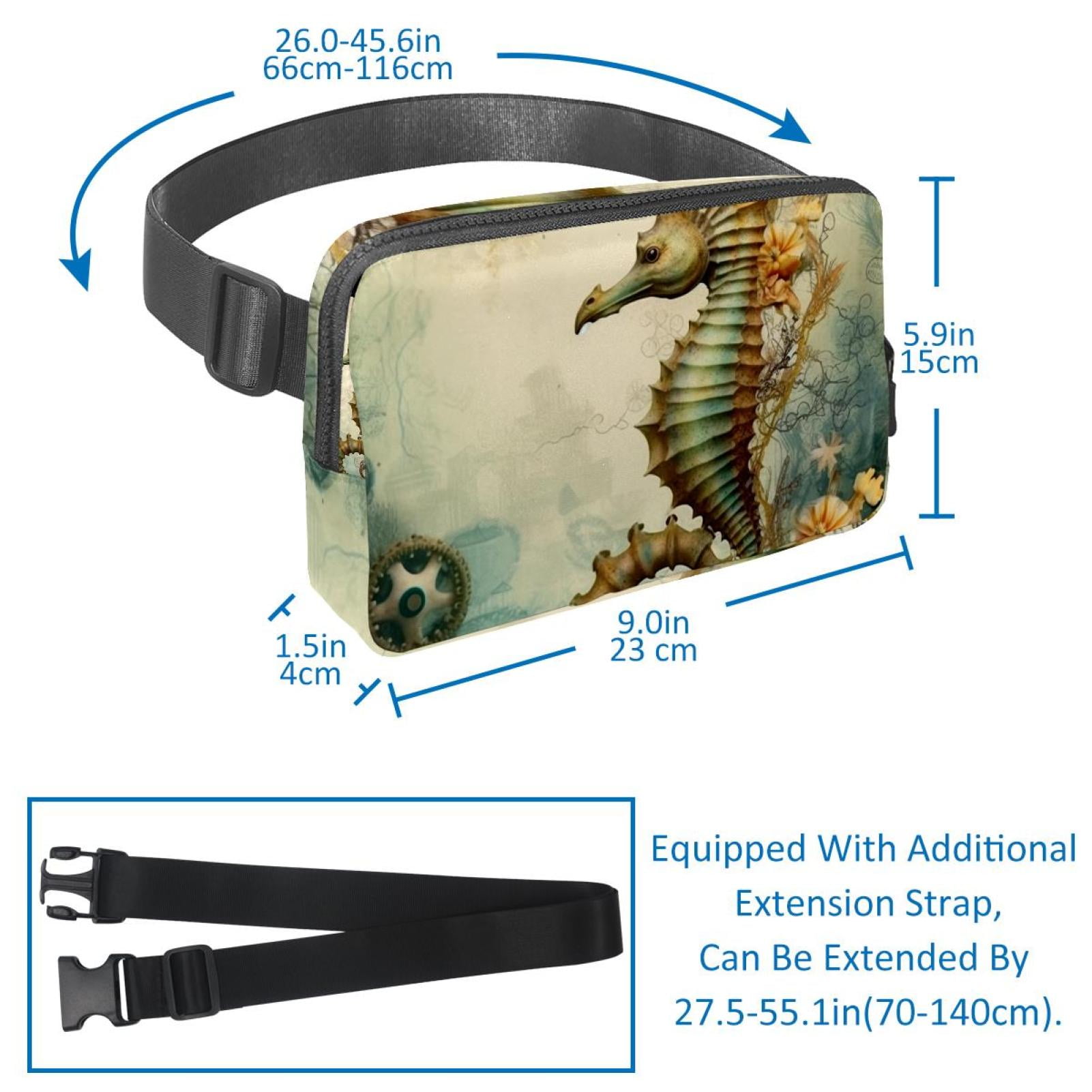 Sea horse Lightweight Adjustable Fanny Pack with Extension Strap - Unisex Crossbody Bag Money Belt