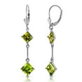 thumbnail image 2 of Galaxy Gold 14K White Gold 3.75 Carat Natural Peridot Dangle Earrings - August Birthstone - Abundance & Joy - Fine Jewelry for Women, 2 of 3